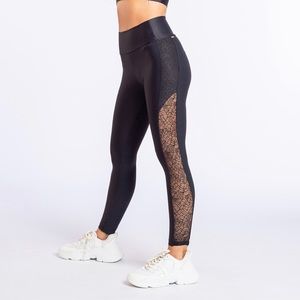 LIVE! Black high waisted lace panel leggings